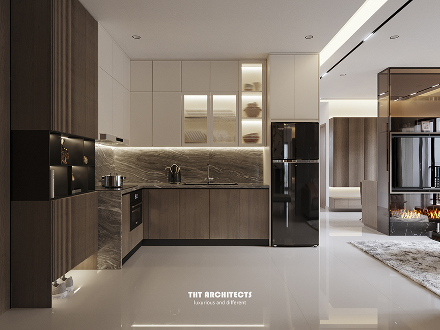 tht architects - Chung cư Vinhome Grand Park - phòng khách bếp 08